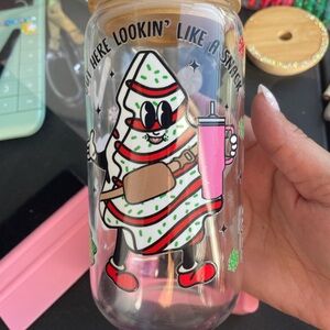 Holiday Glass Tumbler with Glitter Lid